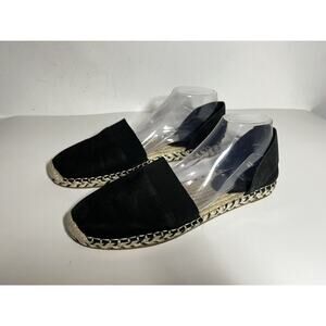 Eileen Fisher EUC Black Lady Tumbled Nubuck Espadrille Sandal Shoe 11 Slip On